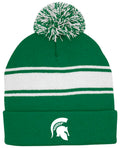 Striped Pom Cuff Beanie